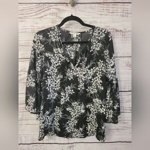 Counterparts S Sheer Black and White Blouse